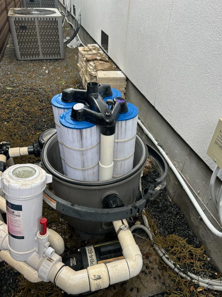 Clean pool filters installed after filter cleaning